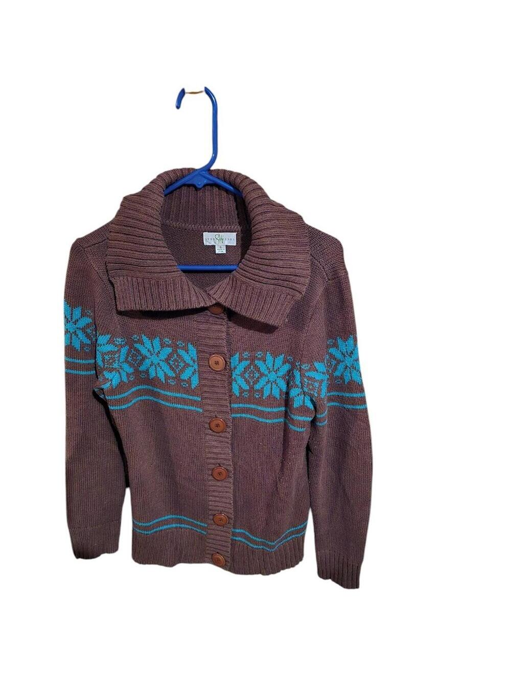 Studio Works Brown Cardigan Sweater With Collar